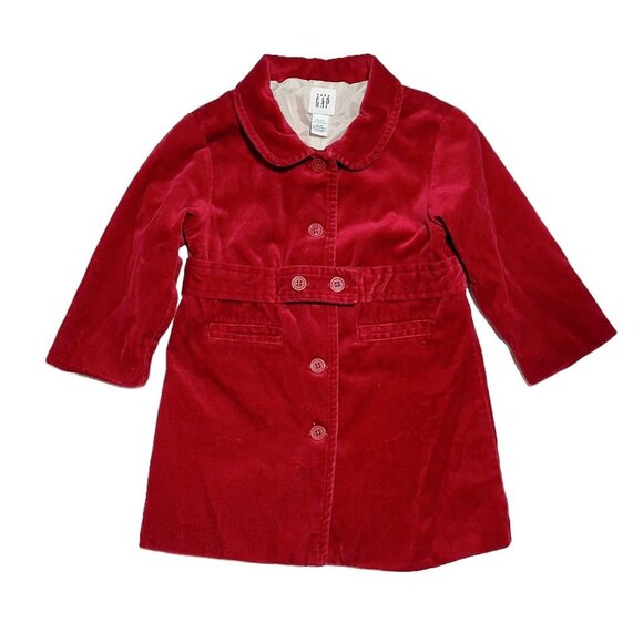 Vintage Baby Gap Red Velvet Peacoat - Picture 1 of 4